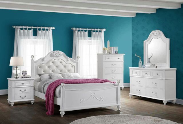 Elements International Alana 4-Piece White Youth Full Platform Bedroom Set-1