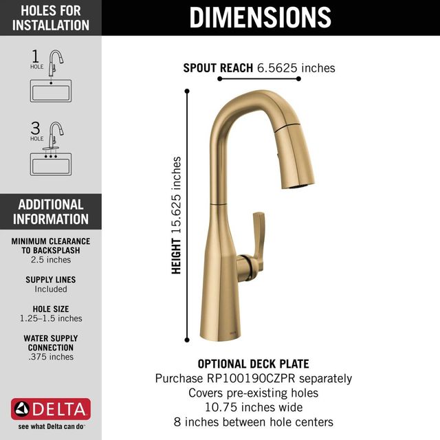 Delta Stryke®Lumicoat® Champagne Bronze Single Handle  Bar/Prep Faucet-1