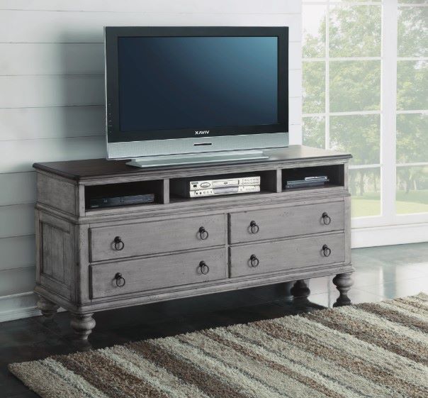 Flexsteel® Plymouth Medium Brown Entertainment Base with Distressed Graywash Base-1