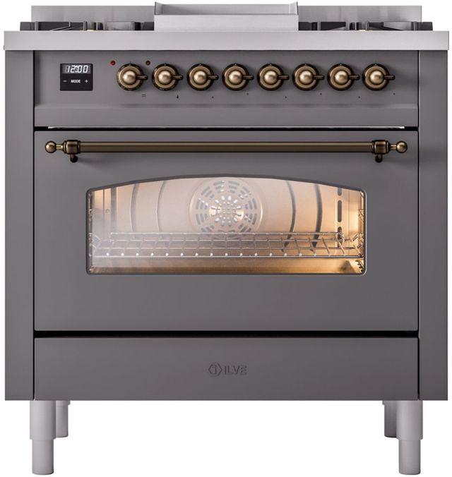 Ilve® Nostalgie II Series 36" Graphite Matte Pro Style Dual Fuel Range-1