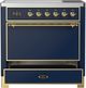 Ilve® Majestic III 36" Midnight Blue Pro Style Induction Range with Solid Door and Brass Trim-2
