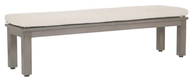 Sunset West Laguna Driftwood Aluminum Outdoor Dining Bench with Canvas Flax Cushion-0