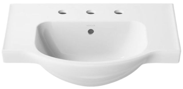 Kohler Veer® White 24" Widespread Square Pedestal Bathroom Sink-4