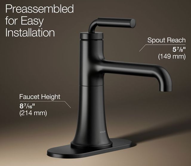 KOHLER® Tone™ Matte Black 1.2 GPM Single-Handle Bathroom Sink Faucet-2