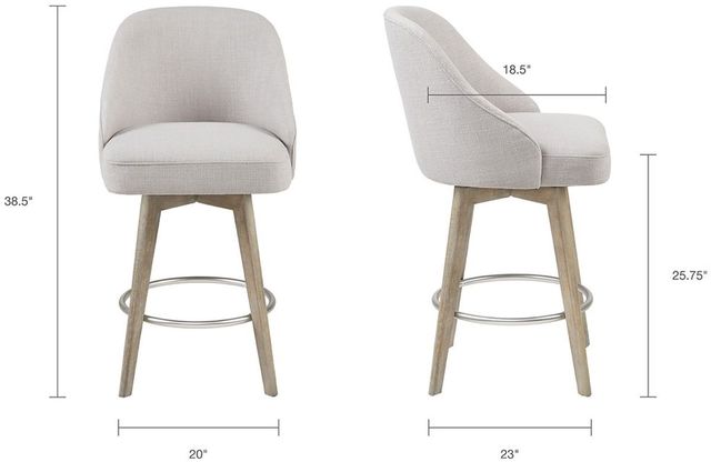 Olliix by Madison Park Grey Pearce Counter Stool with Swivel Seat-2