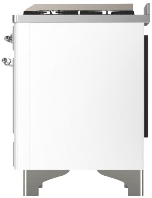 Ilve® Majestic III 48" White Pro Style Dual Fuel Liquid Propane Range with Griddle and Chrome Trim-3