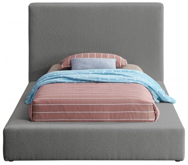 Meridian Furniture Terra Grey Boucle Twin Panel Bed-1