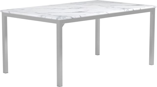 Coaster® Athena Carrara Marble Rectangle Dining Table with Chrome Base