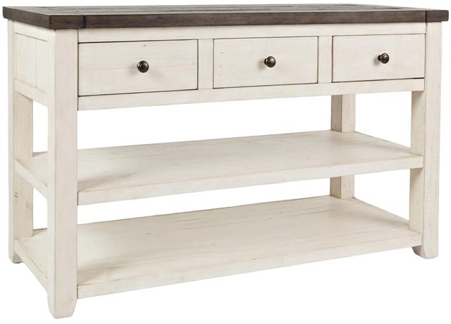 Jofran Inc. Madison County Barnwood Console Table with Vintage White Base-0