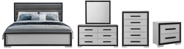 Global Furniture USA Amelia 5-Piece Black/Gray King Panel Bedroom with LED Set -0
