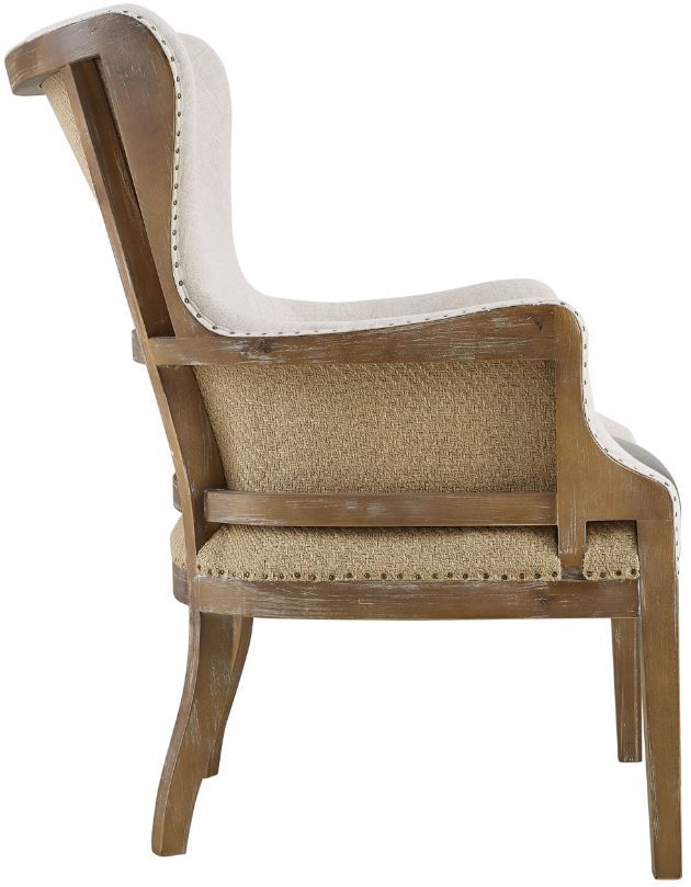 Steve Silver Co. George Alabaster/Distressed Oak Wingback Accent Chair-3