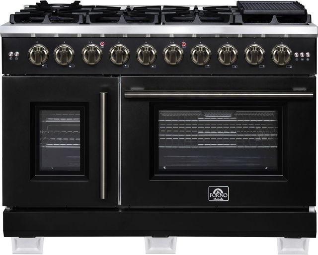 FORNO® Capriasca Series Alta Qualita 48" Black Pro Style Gas Range-0