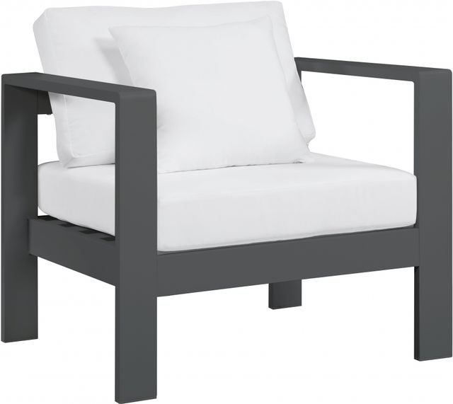 Meridian Furniture Nizuc White Waterproof Fabric Outdoor Patio Aluminum Arm Chair-0