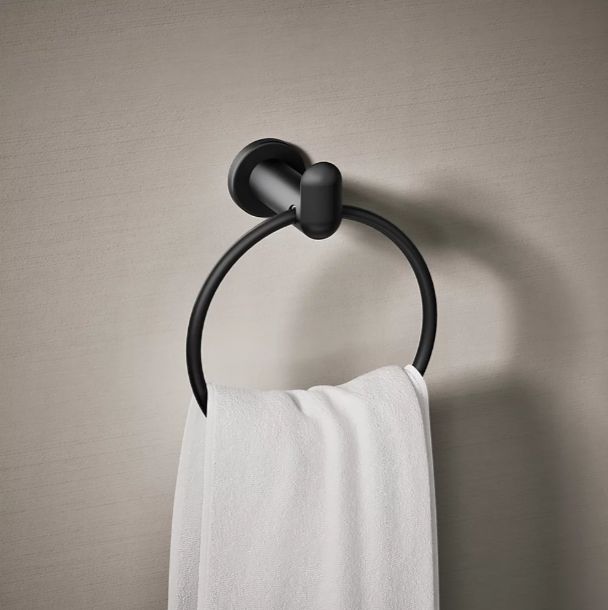 KOHLER® Kumin™ Matte Black Towel Ring-1
