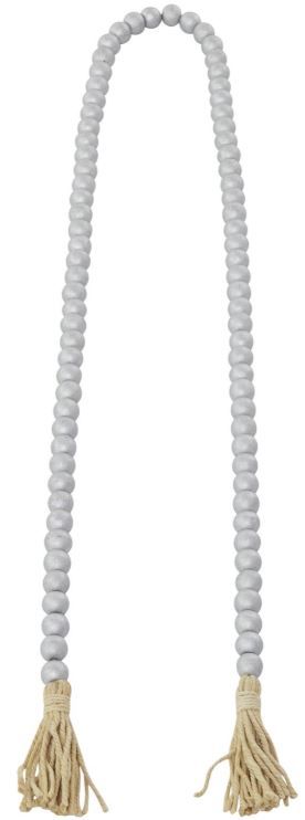 Deco Marche Silver Metallic Long Carved Beaded Garland with Tassel-2