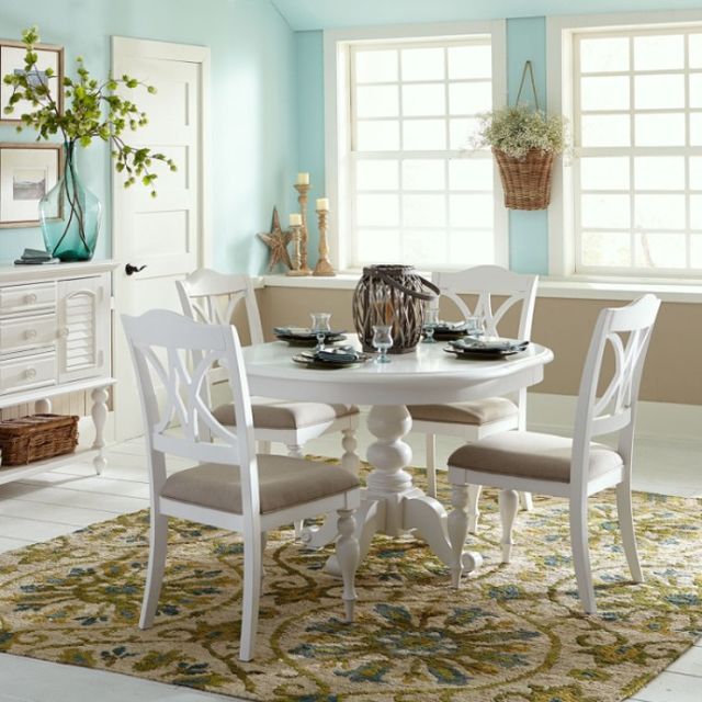 Liberty Furniture Summer House Oyster White Pedestal Dining Table-1
