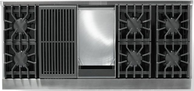 Viking® 5 Series 60" Eucalyptus Pro Style Dual Fuel (LP) Range with Brushed Brass Trim-3