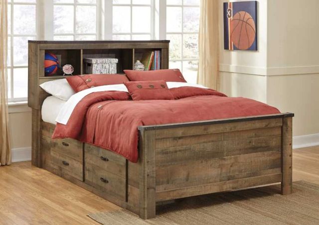 Signature Design by Ashley® Trinell Brown Full Bookcase Bed with 2 Sided Storage-1