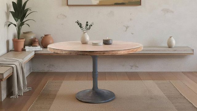 Nest Home Collections Sadie Antique Natural 60" Counter Table with Iron Base-1