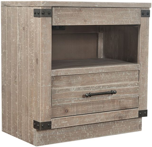 aspenhome® Foundry Weathered Stone Nightstand-1