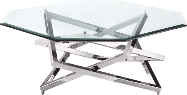 Magnussen Home® Lenox Square Glass Top Octagonal Cocktail Table with Chrome Base-0