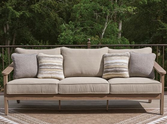 Signature Design by Ashley® Harmony Headlands Gray/Natural Fabric/Wooden Outdoor Sofa-1