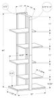 Monarch Specialties Inc. 60"H Dark White with Silver Metal Bookcase-3