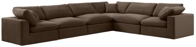 Meridian Furniture Comfy 6-Piece Brown Velvet Sectional-0