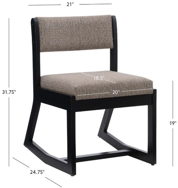 Linon Corso Black/Stone Upholstered Rocking Chair-2