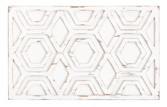 Olliix by INK+IVY Ralston White Wooden Wall Art with Pattern-0