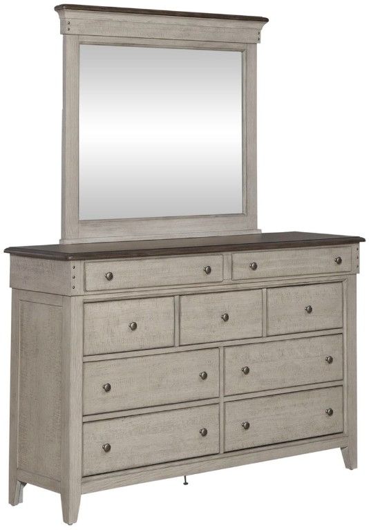 Liberty Furniture Ivy Hollow 4-Piece Dusty Taupe/Weathered Linen Queen Mantel Bedroom Set-3