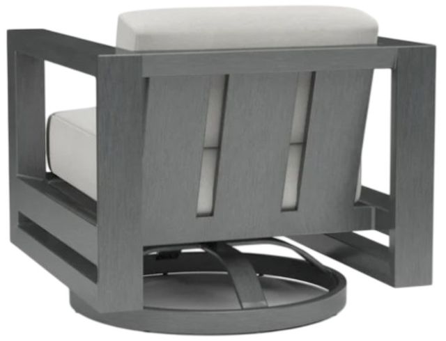 Sunset West Redondo Slate Aluminum Outdoor Swivel Club Chair with Cast Silver Cushion-2