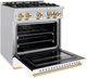 ZLINE Classic Autograph Edition 30" Stainless Steel Pro Style Dual Fuel Range with White Matte Door and Polished Gold Accents-3