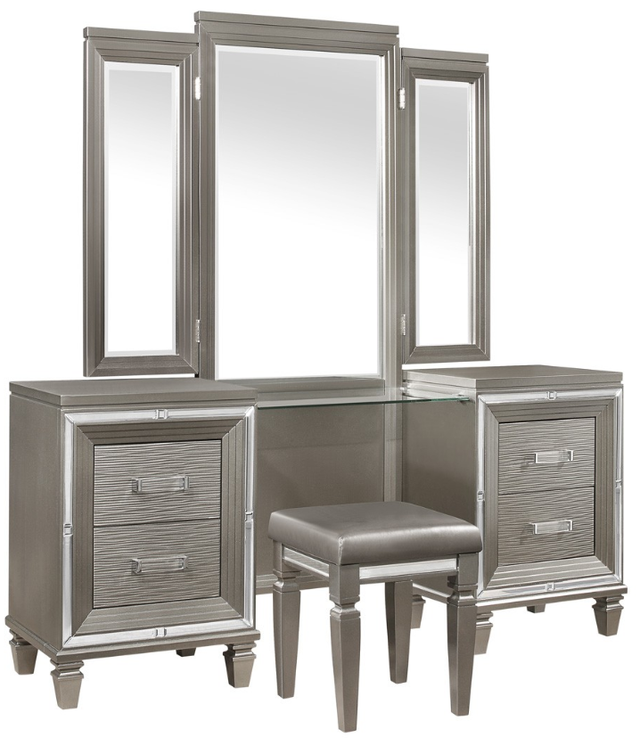 Mazin Furniture Tamsin Grey Vanity Stool-3