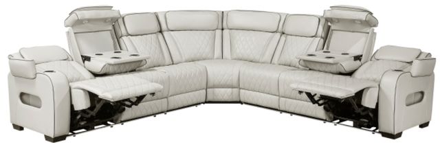 Homelegance® Fairway 3-Piece Taupe Power Reclining Sectional with Center Drop-Down Cup Holders-4