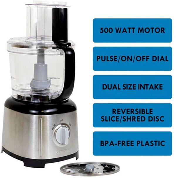 Kenmore® 11 Cup 500W Stainless Steel Food Processor and Vegetable Chopper-2