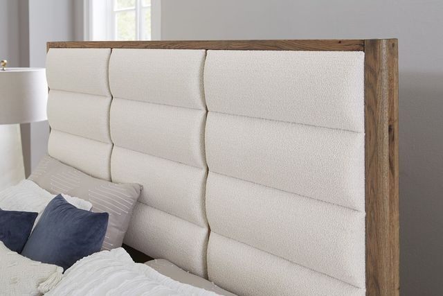 LM Co Home By Vaughan-Bassett Crafted Oak by Ben & Erin Napier Natural/White Queen Upholstered Panel Bed-2