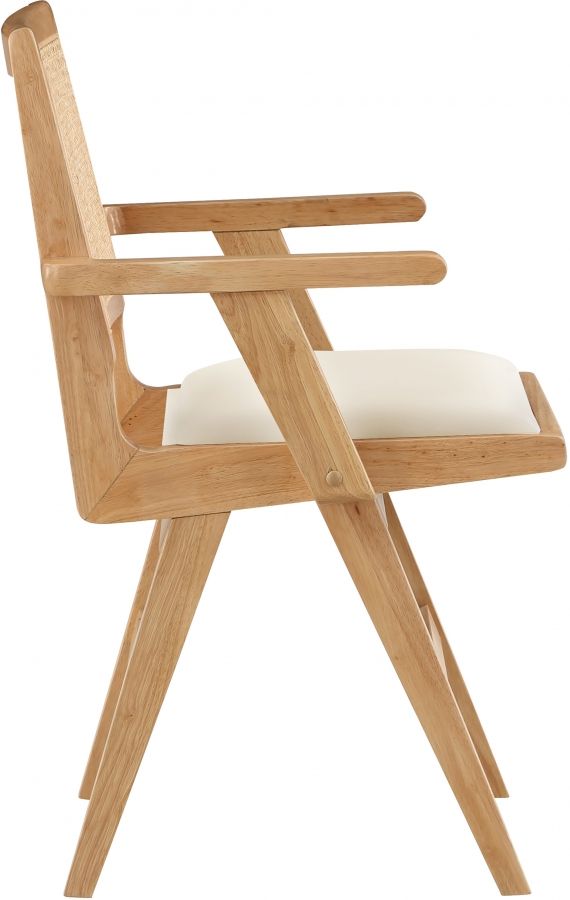 Meridian Furniture Abby Cream/Natural Vegan Leather Dining Arm Chair-2