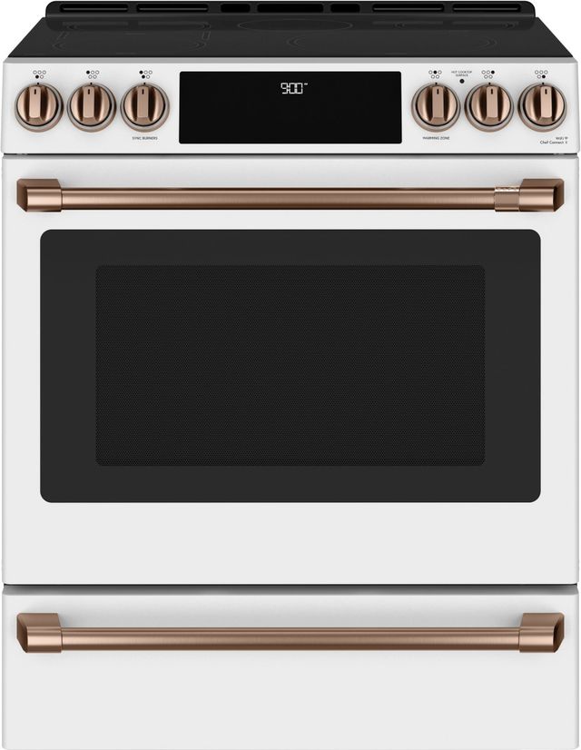 Café™ Brushed Copper Front Control Induction Knobs and Handle Kit-3