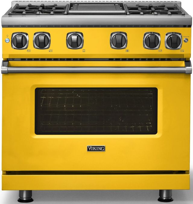Viking® 7 Series 36" Daffodil Pro Style Natural Gas Range with Griddle-2
