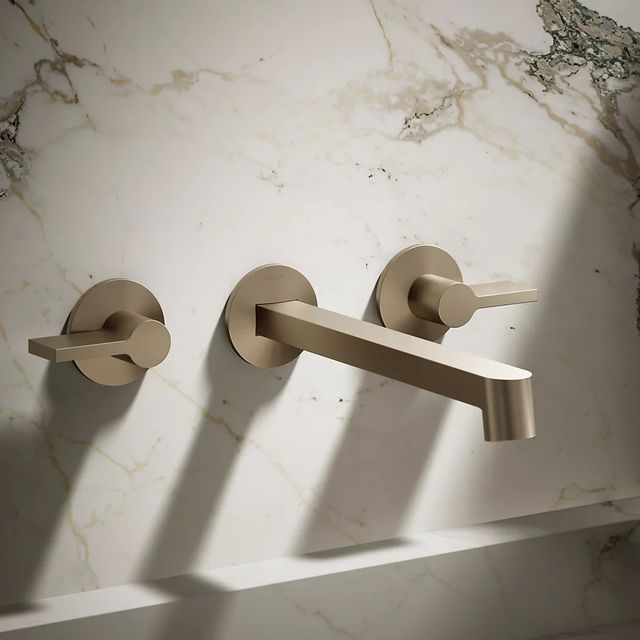 KOHLER® Components® Vibrant Brushed Bronze Wall-Mount Bathroom Sink Faucet Spout with Row Design-3