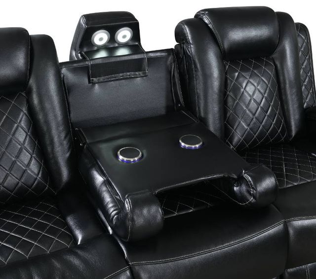 New Classic® Home Furnishings Orion Black Power Reclining Sofa with Footrest and Headrest-3