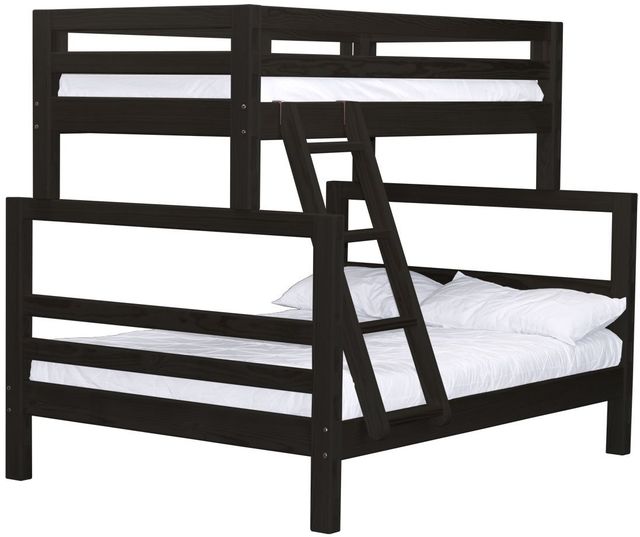 Crate Designs™ Furniture Espresso Twin XL/Queen Offset Ladder End Bunk Bed-0
