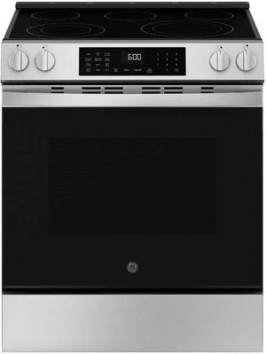 GE® 600 Series 30" Fingerprint Resistant Stainless Steel Slide-In Electric Range Front view of the GE® 600 Series 30" Fingerprint Resistant Stainless Steel Slide-In Electric Range