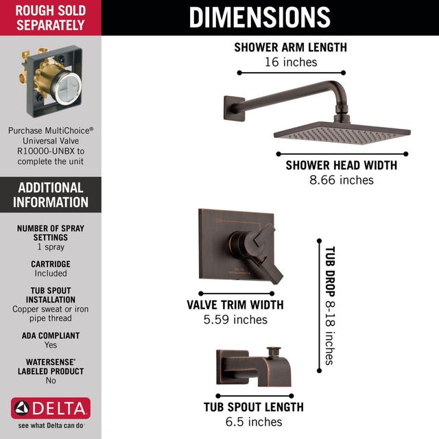 Delta Vero® Venetian Bronze Monitor® 17 Series Tub & Shower Trim-2