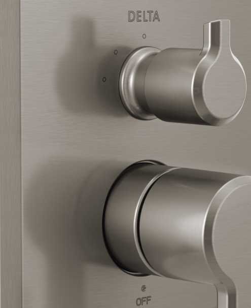 Delta Pivotal® Monitor® 14 Series Lumicoat® Stainless 3-Setting 2-Handle Diverter Valve Trim-1