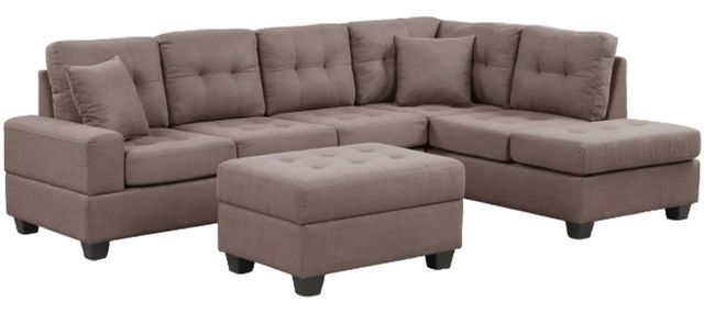 Milton Greens Stars 3-Piece Dark Brown Reversible Sectional with Ottoman-0