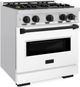 ZLINE Classic Autograph Edition 30" Stainless Steel Pro Style Dual Fuel Range with White Matte Door and Matte Black Accents-2