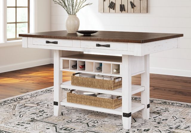 Signature Design by Ashley® Valebeck Brown Counter Height Dining Table with White Pedestal -8