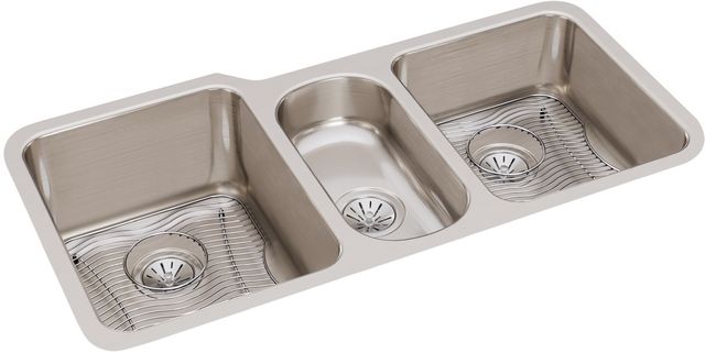 Elkay Lustertone® Classic 6-Piece Lustrous Satin 40" x 20-1/2" x 9-7/8" Triple Bowl Undermount Sink Set-0